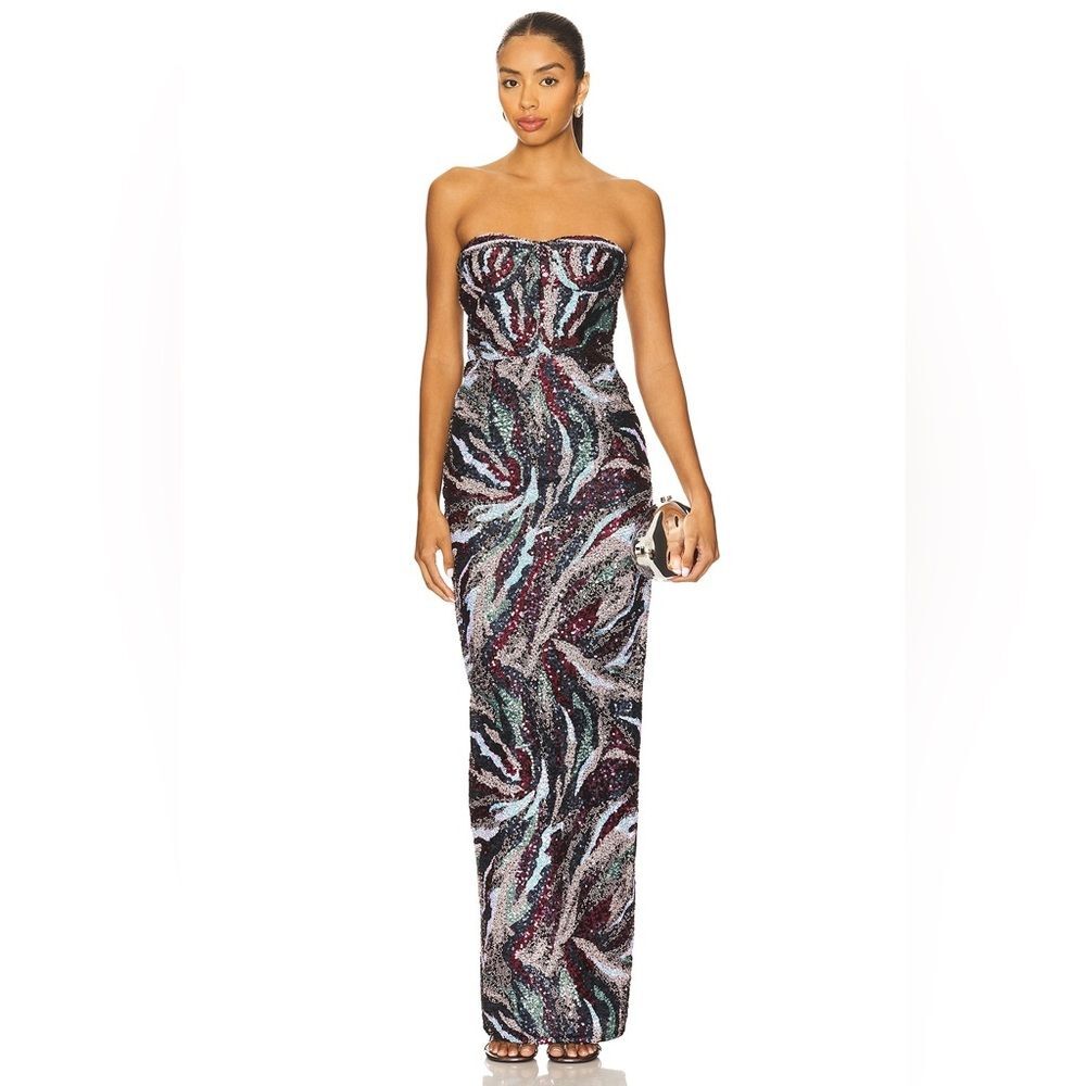 NWOT Bronx and Banco Dahlia Maxi Dress in Pink Multi, wedding guest dress